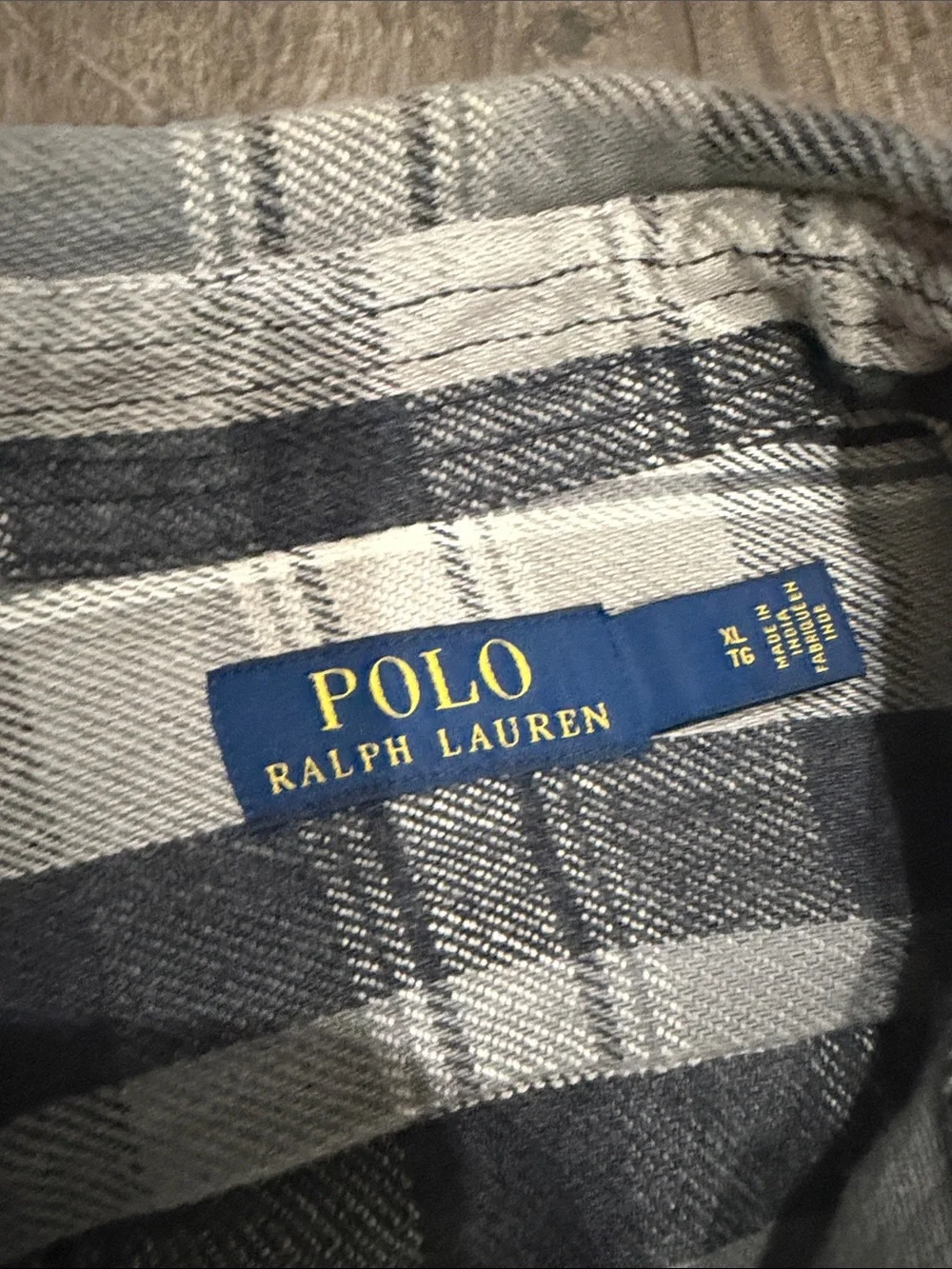 Polo by Ralph Lauren Gray and White Plaid Zip-Front Flannel Shirt